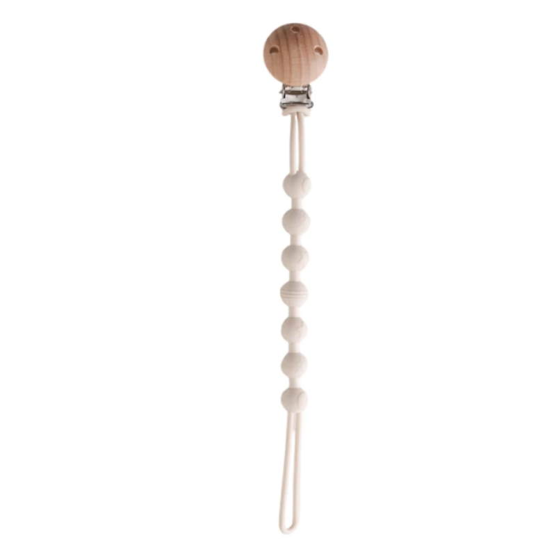 Prendedor de Chupeta Bolinhas - Silicone e Bambu 24cm | Bebê Colorido