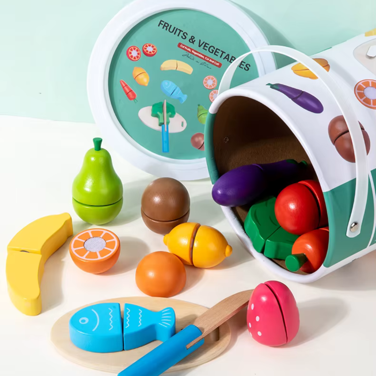 Brinquedo De Cozinha Infantil - Frutinhas de Cortar Madeira com Velcro