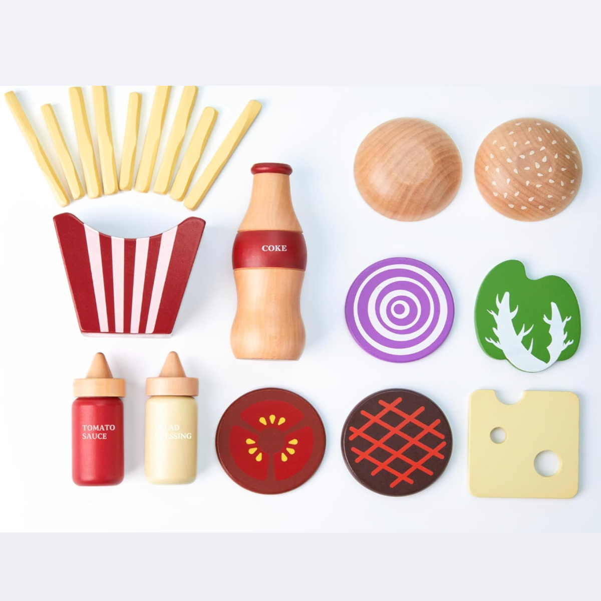 Conjunto de Hambúrguer em Madeira - Fast Food Monta e Desmonta