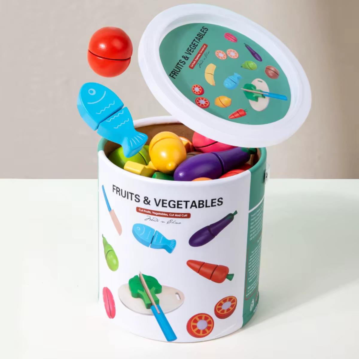 Brinquedo De Cozinha Infantil - Frutinhas de Cortar Madeira com Velcro