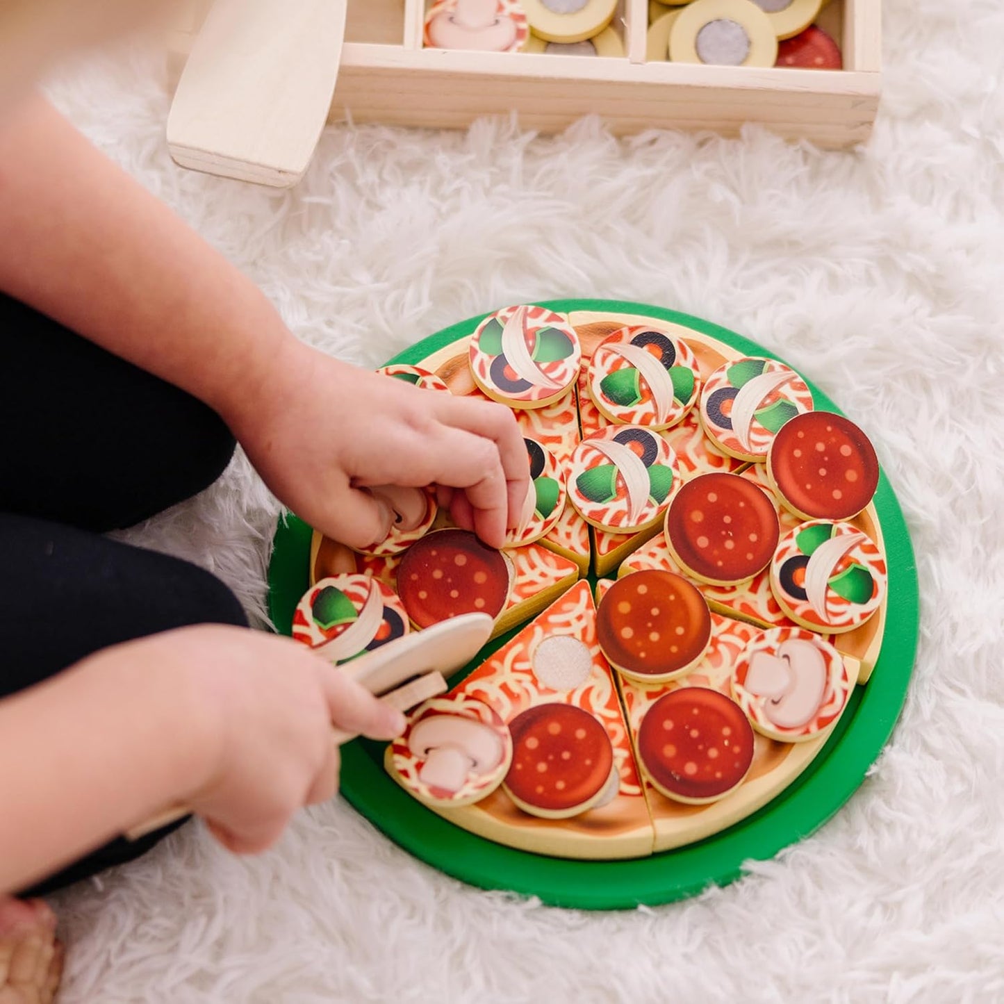 Brinquedo Pizza com Imã - Madeira