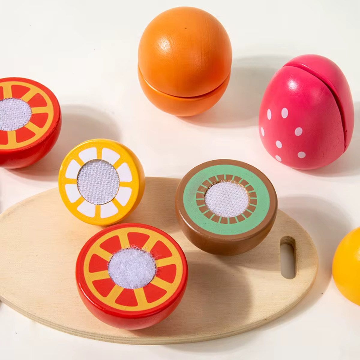 Brinquedo De Cozinha Infantil - Frutinhas de Cortar Madeira com Velcro