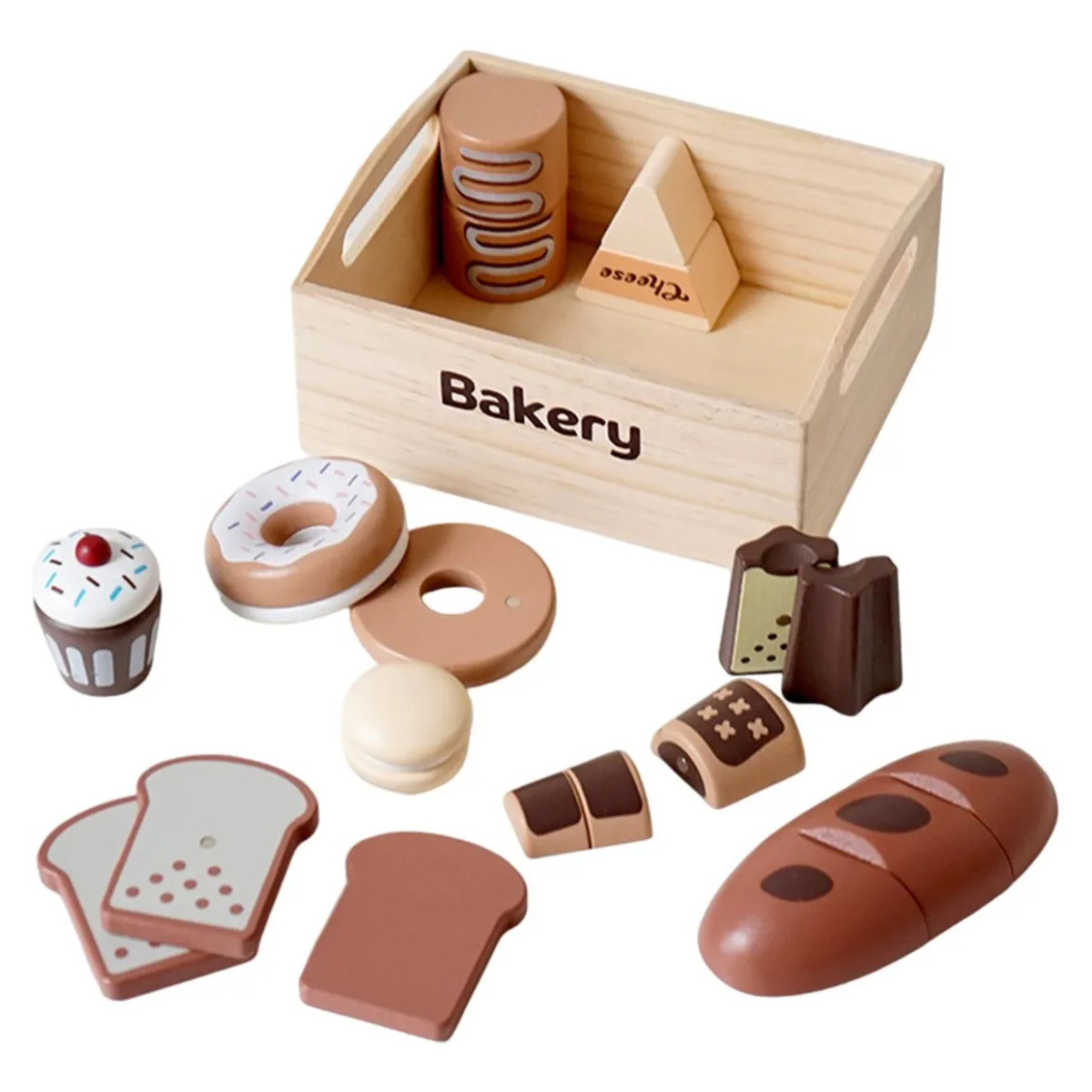 Conjunto Brinquedo De Pães De Faz De Conta - Madeira