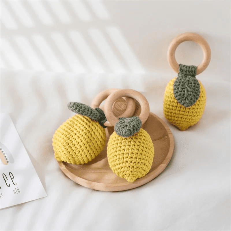Mordedor Crochê Limão Siciliano - Brinquedo para Bebê | Bebê Colorido