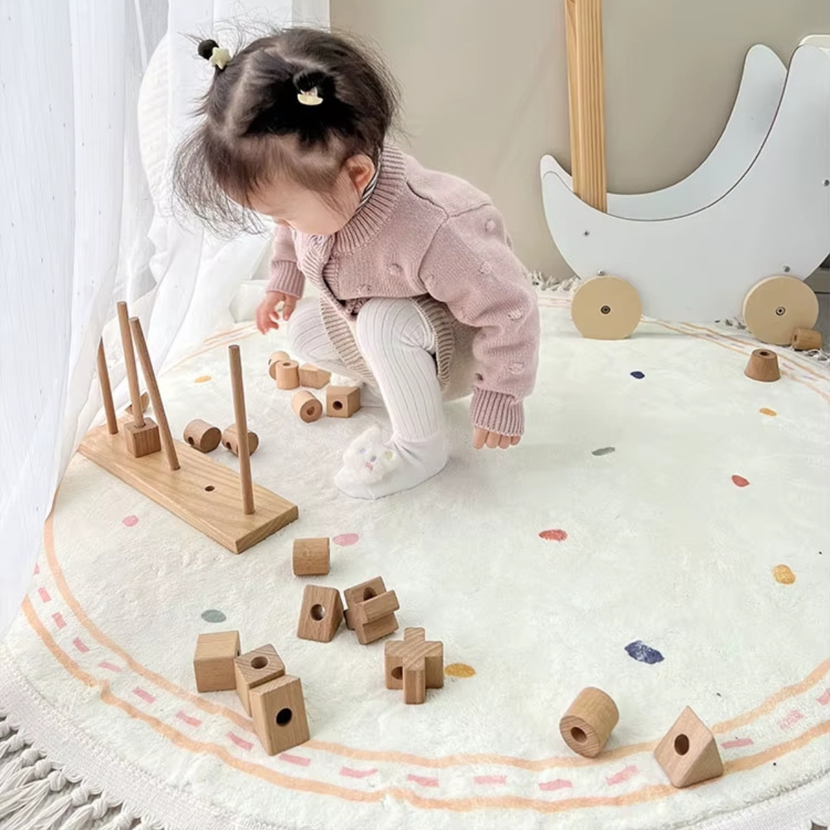 Tapete Infantil Redondo com Franja - Bolinhas Colorida