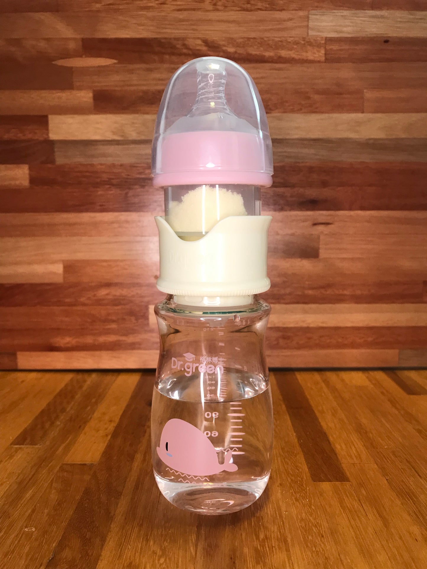 Mamadeira para Bebê de Vidro - Porta Leite em Pó Modelo Baleia