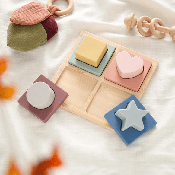 Brinquedo Educativo Infantil - Encaixe Silicone Montessori | Bebê Colorido