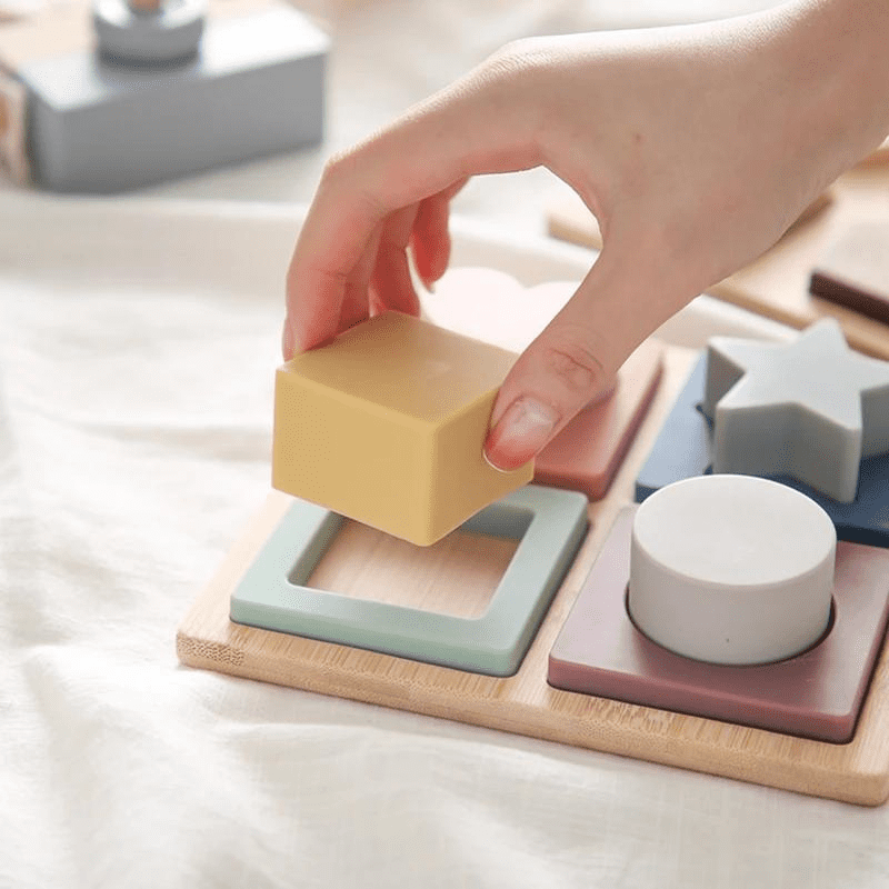 Brinquedo Educativo Infantil - Encaixe Silicone Montessori | Bebê Colorido