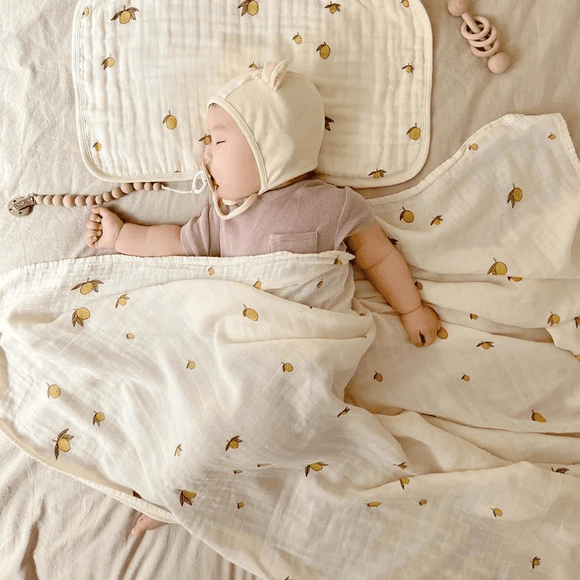 Cobertores de Musselina para Bebês - Manta Limão Siciliano | Bebê Colorido