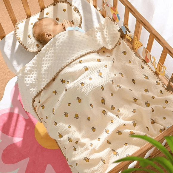 Cobertor Bebê Plush - Mantinha Algodão 100% Limão Siciliano | Bebê Colorido