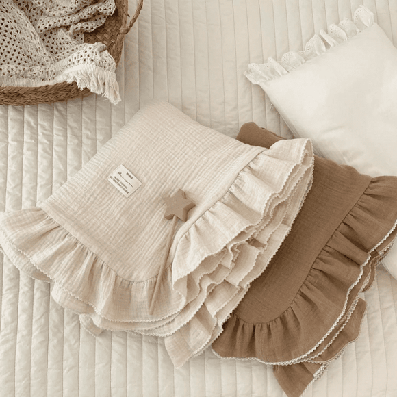 Cobertor de Musselina Bebê - Babados Algodão | Bebê Colorido