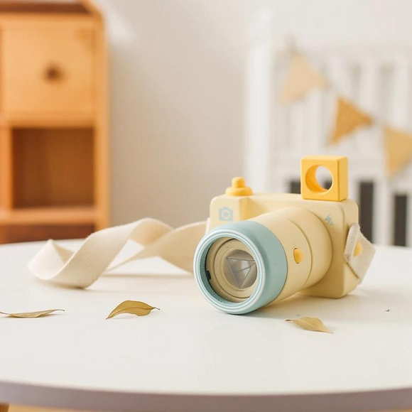 Câmera Infantil Caleidoscópio - Brinquedo de Madeira | Bebê Colorido