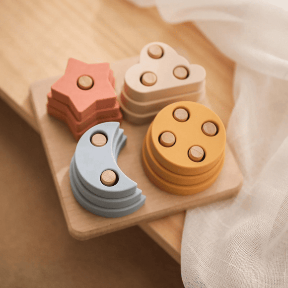 Prancha de Seleção Montessori - Brinquedo Encaixe Inteligente Rosa Madeira | Bebê Colorido