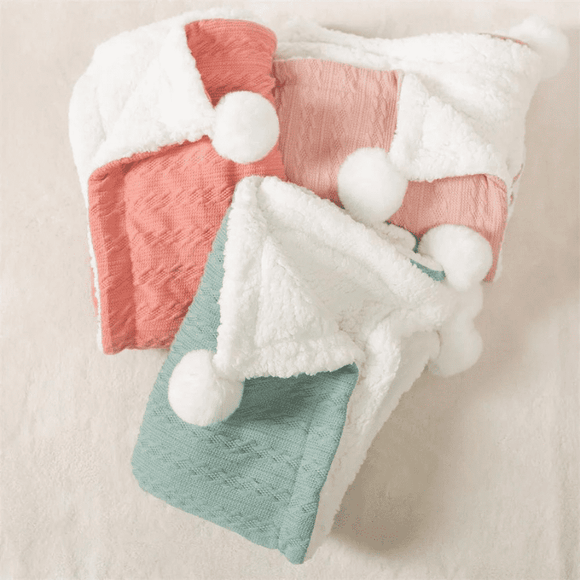 Cobertor de Lã para Bebê - com Pom Pom | Bebê Colorido