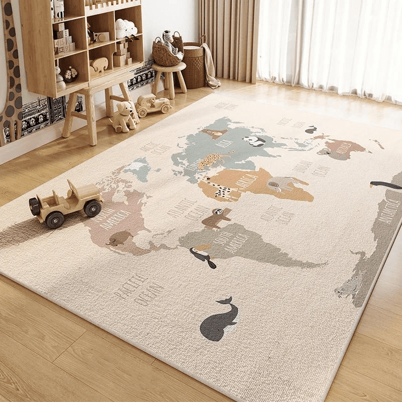 Tapete Infantil Retangular Menino - Mapa Mundi