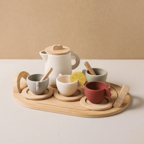 Conjunto de Chá da Tarde - Kit Brinquedo de Simulação em Madeira | Bebê Colorido