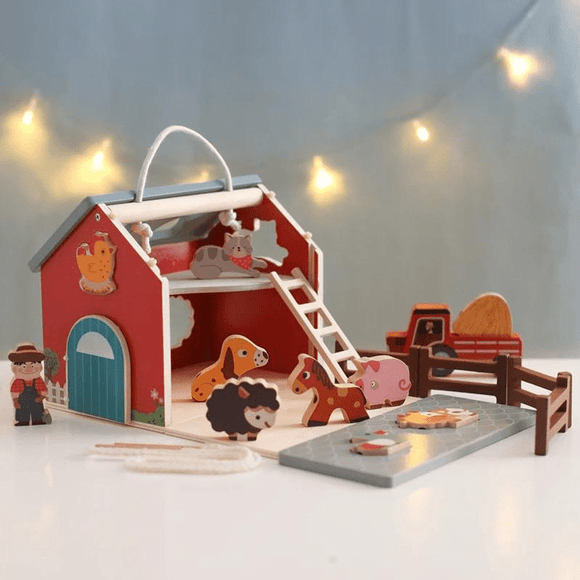 Fazenda Brinquedos Montessori - Caixa de Madeira | Bebê Colorido