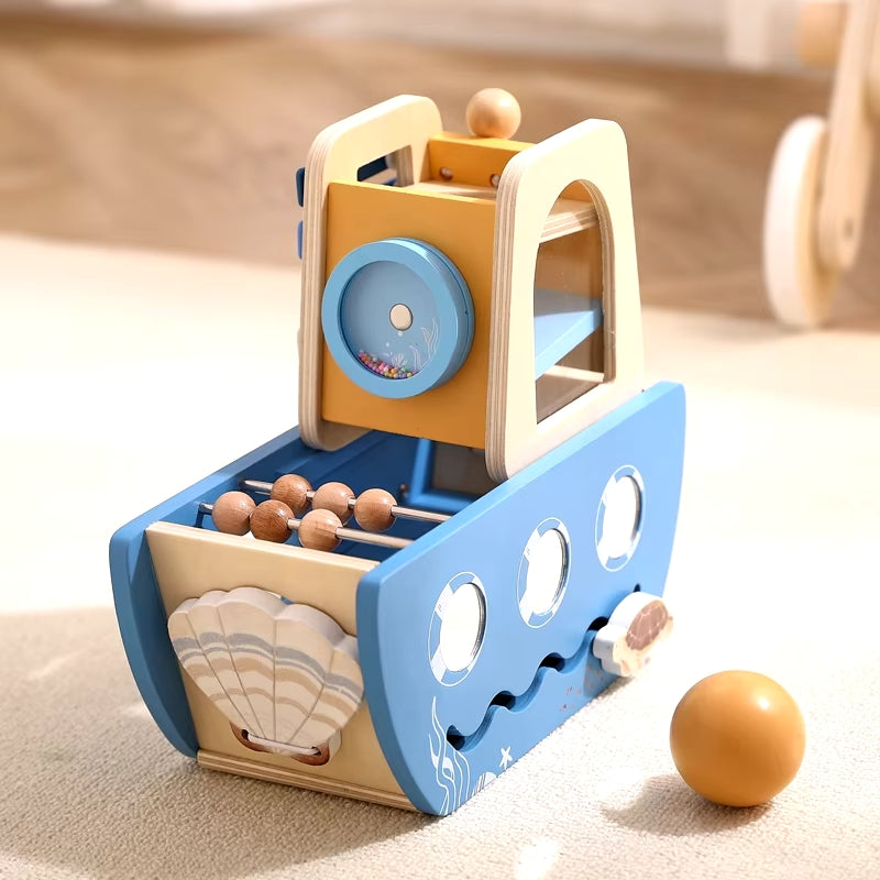 Barco Brinquedo Montessori Madeira - Menino | Bebê Colorido