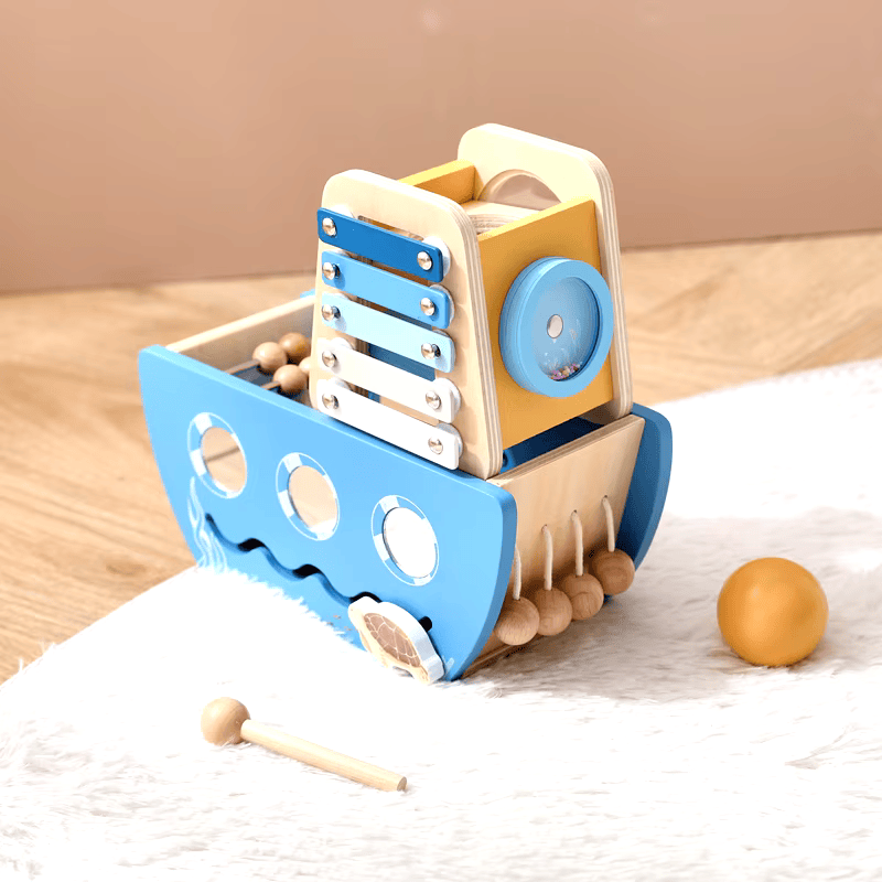 Barco Brinquedo Montessori Madeira - Menino | Bebê Colorido
