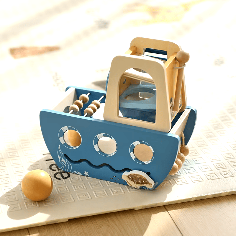 Barco Brinquedo Montessori Madeira - Menino | Bebê Colorido