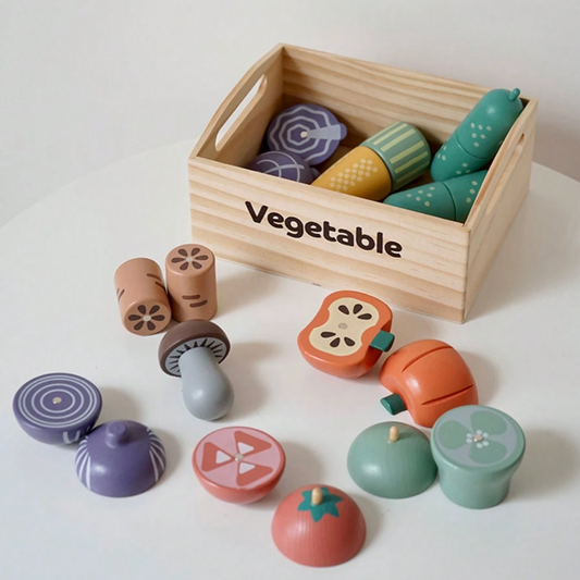 Conjunto Brinquedo De Vegetais De Faz De Conta - Madeira