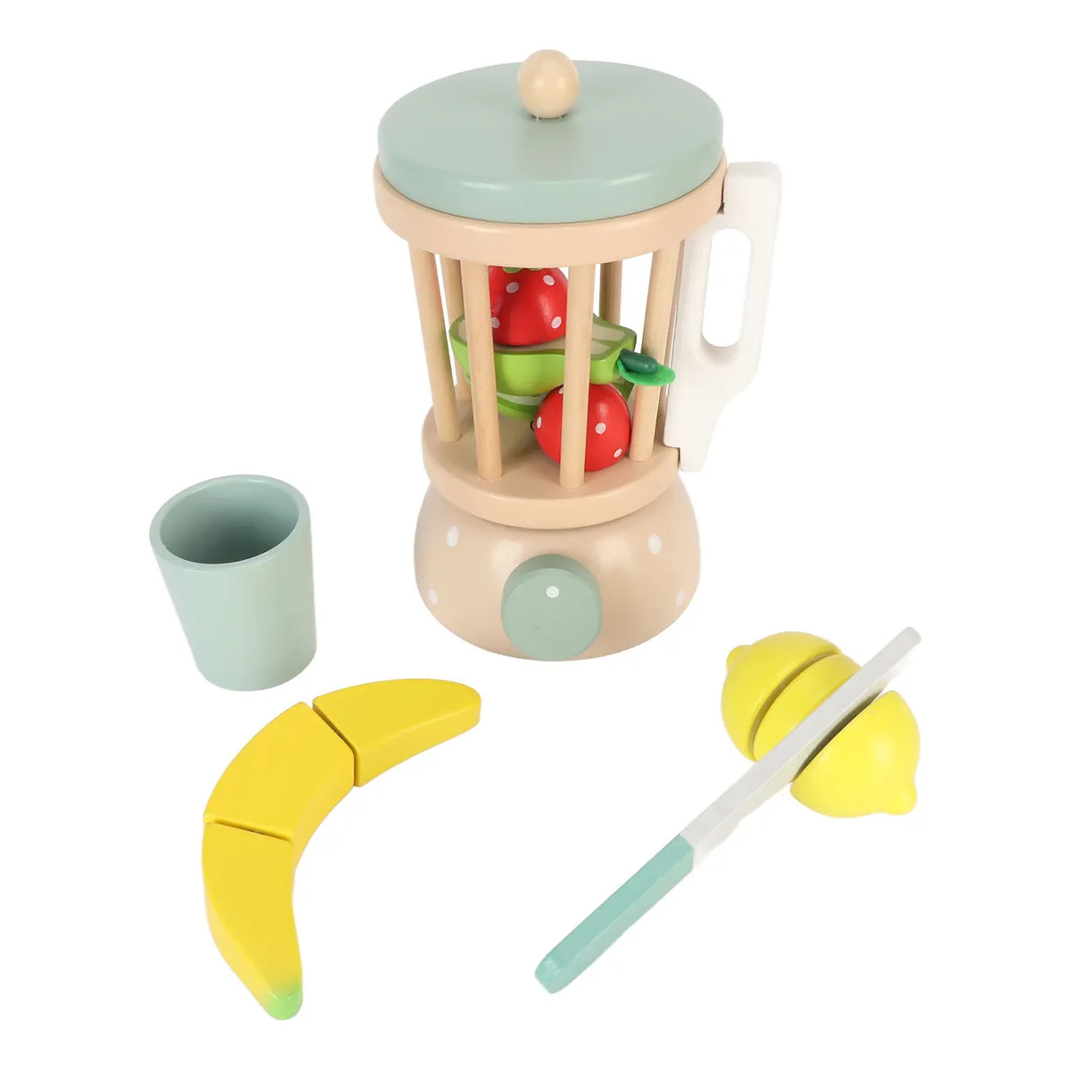 Brinquedo Mini Cozinha Infantil - Liquidificador de Madeira Verde