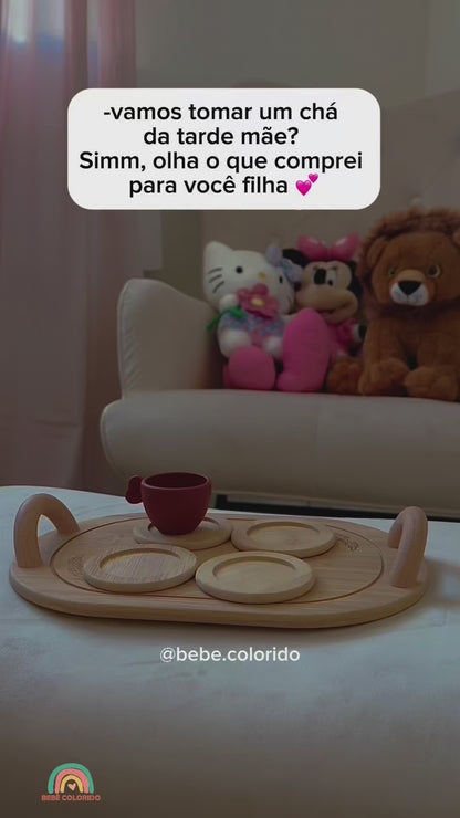 Conjunto de Chá da Tarde - Kit Brinquedo de Simulação em Madeira