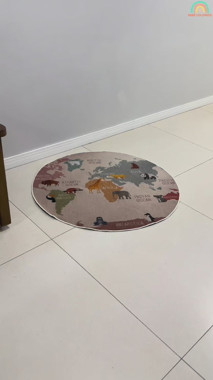 Tapete Mapa Mundi Redondo - Infantil