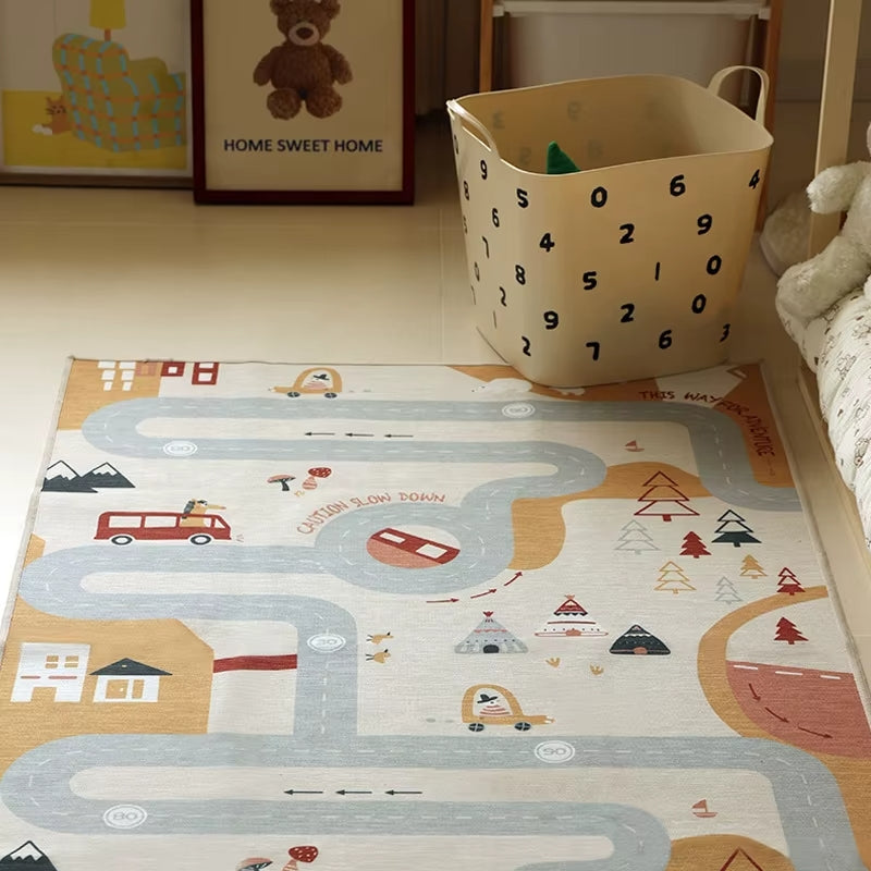 Tapete Quarto Infantil Pista Carros Retangular -  91 x 152cm