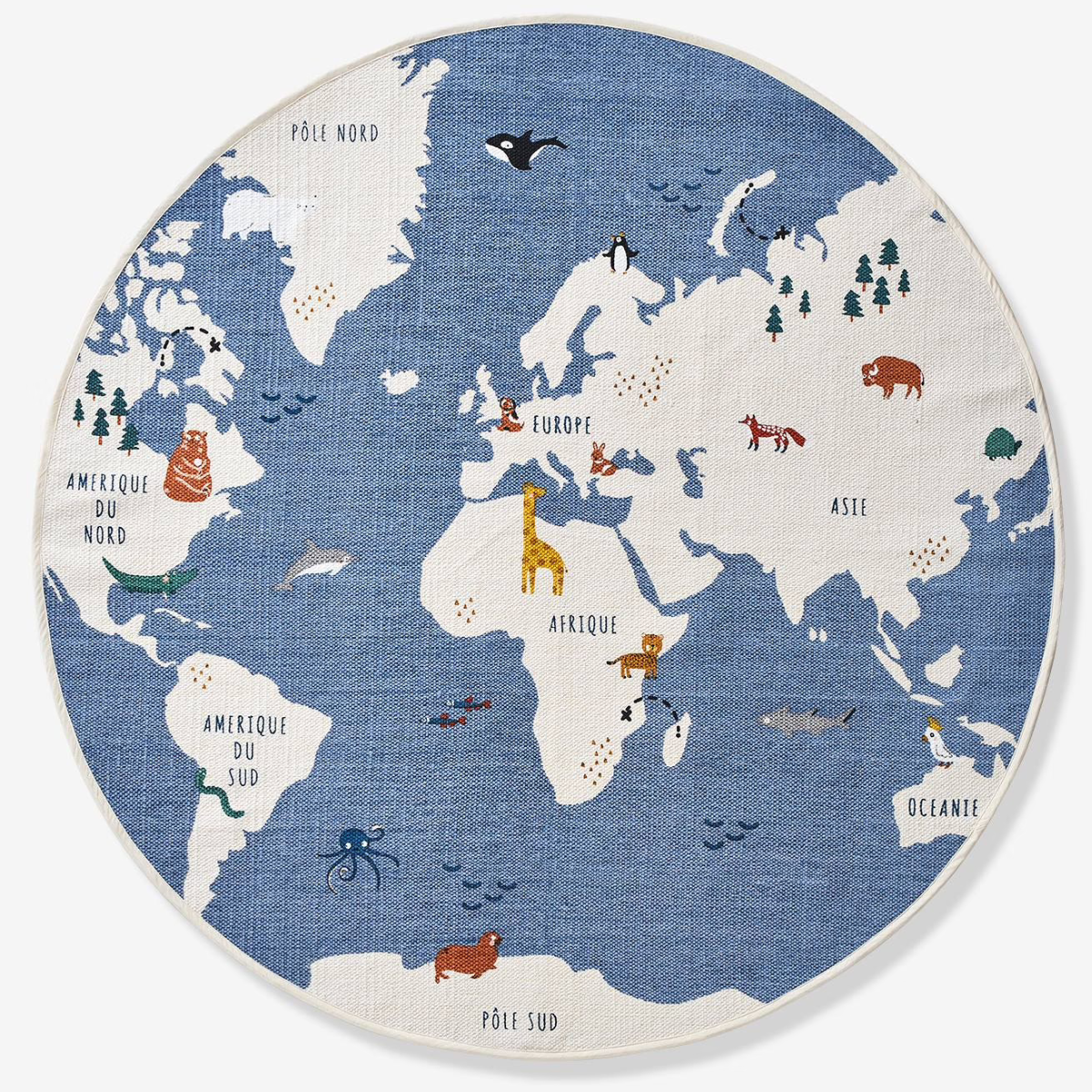Tapete Infantil Quarto de Bebê Menino - Mapa Mundi Azul